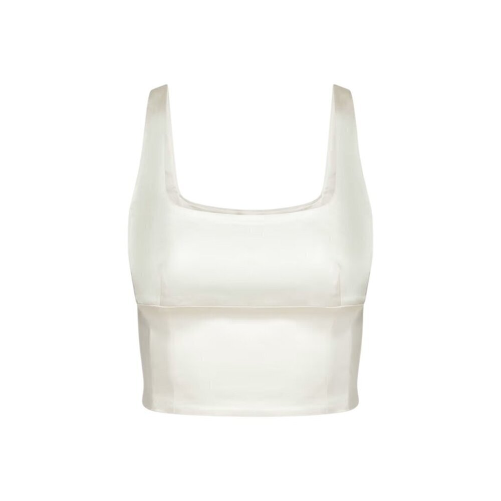 Wilfred Aritzia White Shine Satin Bustier Cropped Top Sz L